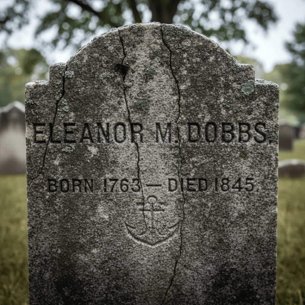 Old grave marker in Brunswick Ohio — close-up of weathered stone inscription