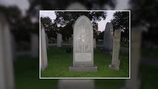 Gravestones at Saint Mary's Cemetery in Cleveland Ohio during paranormal investigation