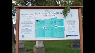 Saint Mary's Cemetery entrance sign in Cleveland Ohio paranormal visit